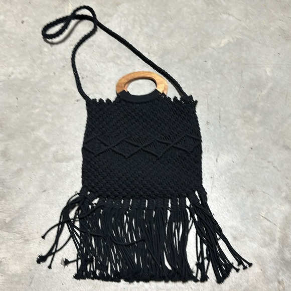DANIEL NICOLE crossbody macrame black bag Looks Handmade box 27-21 - Picture 2 of 11